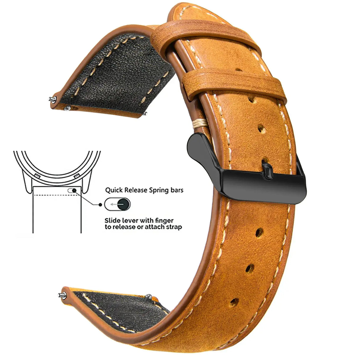 Vintage Quick-Release Genuine Leather Watch Strap