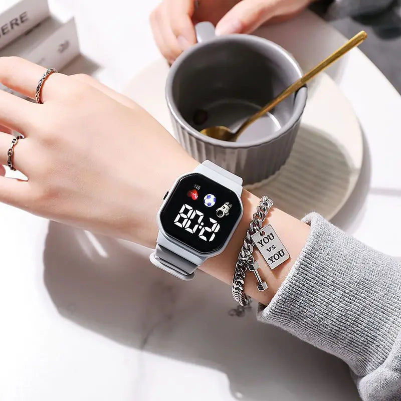Waterproof LED Digital Kids Sport Watch Silicone Strap Inspirational Watches