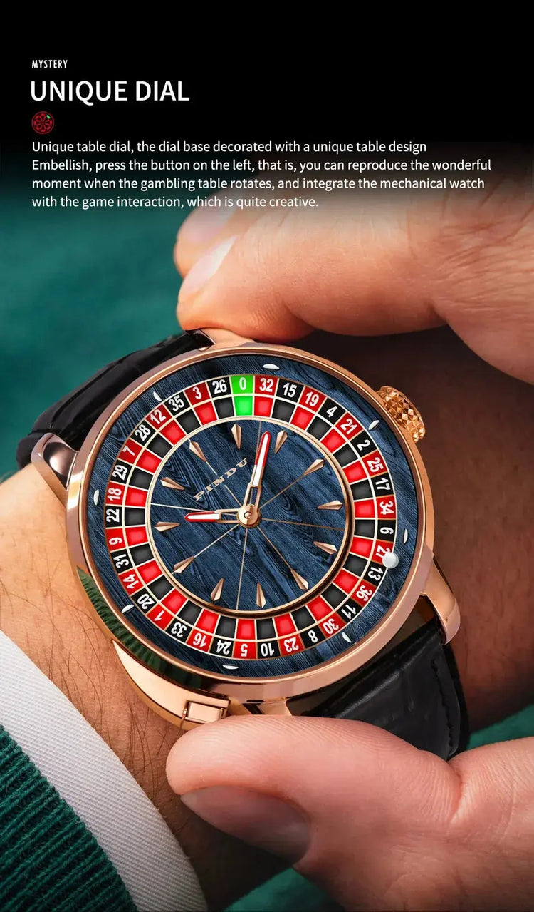Wood Grain Mechanical Button Gambling Table Game Roulette - Inspirational Watches