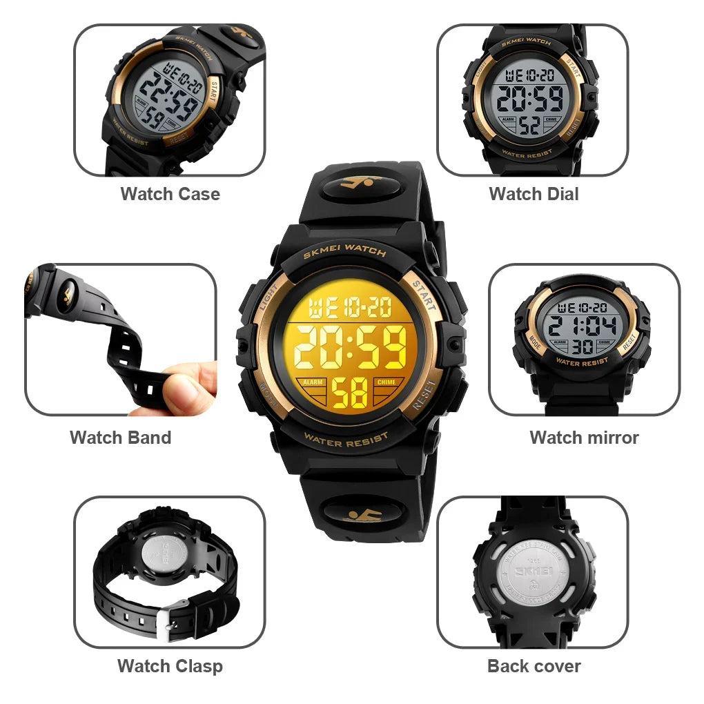 LED light Display Digital Alarm Clock 5Bar Waterproof Kids Sports Watch Inspirational Watches