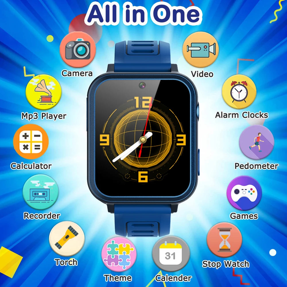 24 Games Kids Music Play Pedometer Tracker Time Display Video Audio Record Torch Smartwatch Inspirational Watches