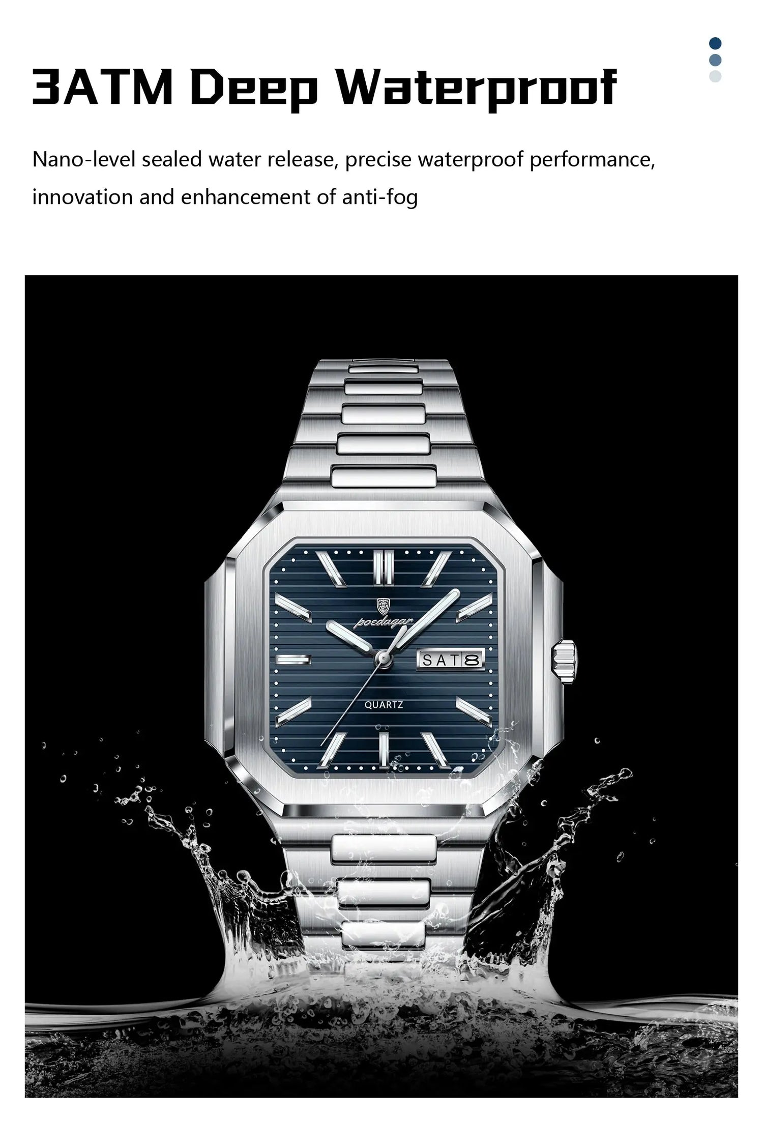 Square Fashion Man Waterproof Luminous Wristwatch Inspirational Watches