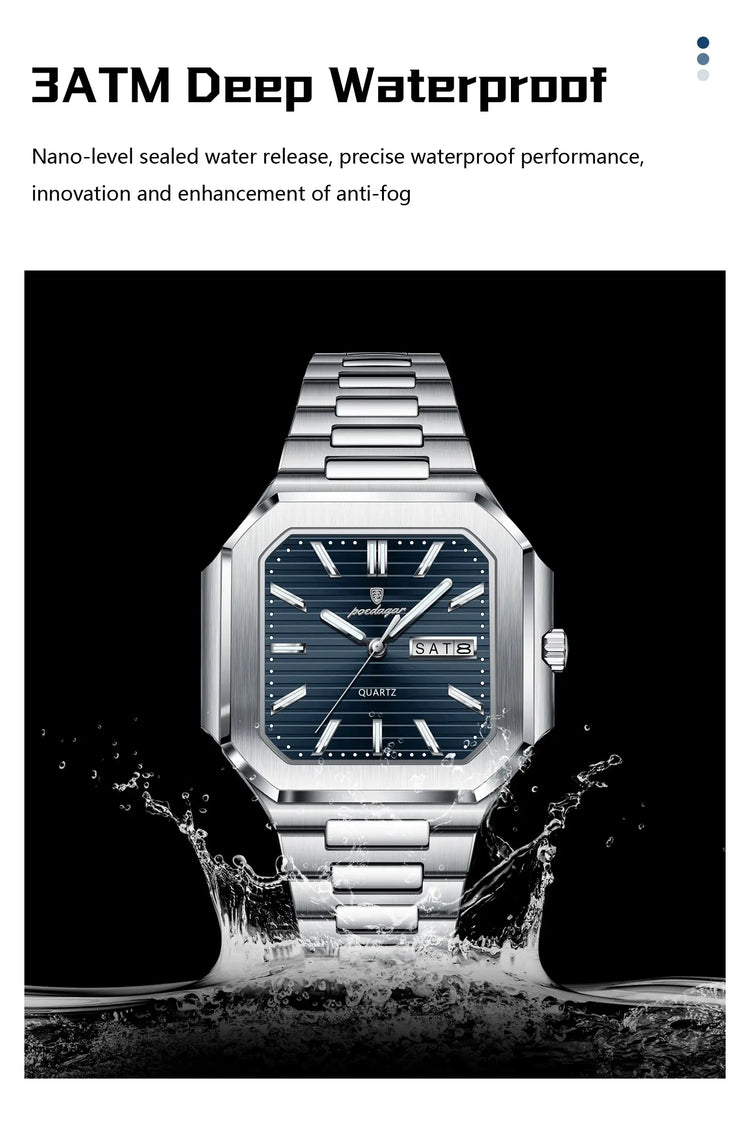 Square Fashion Man Waterproof Luminous Wristwatch Inspirational Watches