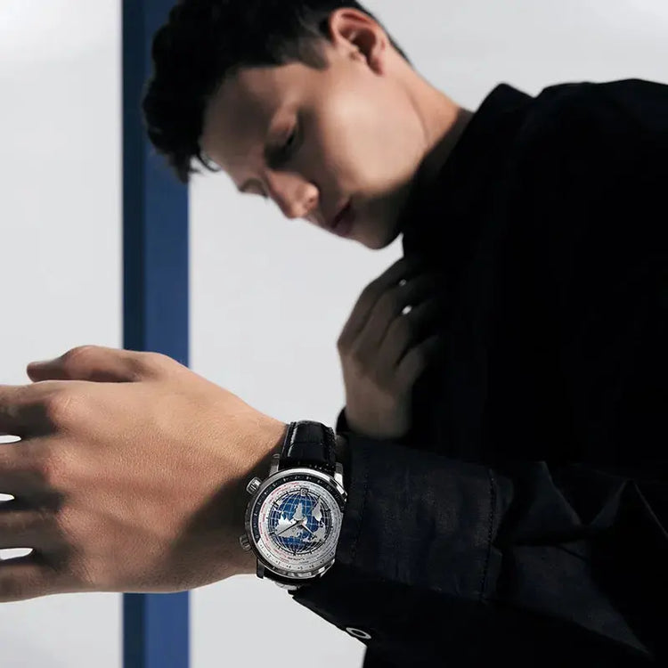 World Time Luxury Business Formal Automatic Mechanical Inspirational Watches