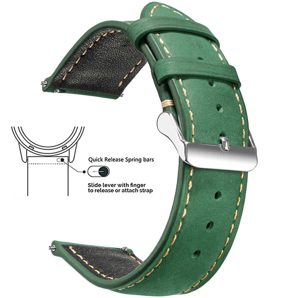 Vintage Quick-Release Genuine Leather Watch Strap