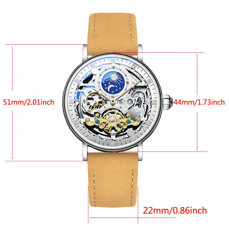 Skeleton Mechanical Watches Men Fashion Wristwatch Male Leather Watchband Man Clock Inspirational Watches