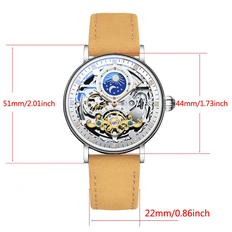 Skeleton Mechanical Watches Men Fashion Wristwatch Male Leather Watchband Man Clock Inspirational Watches