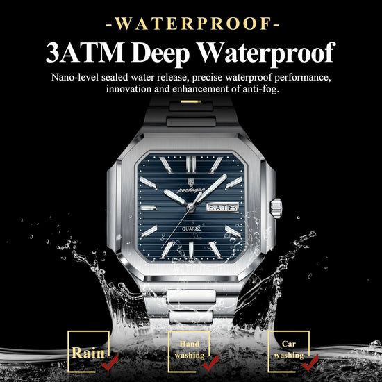Square Fashion Man Waterproof Luminous Wristwatch Inspirational Watches