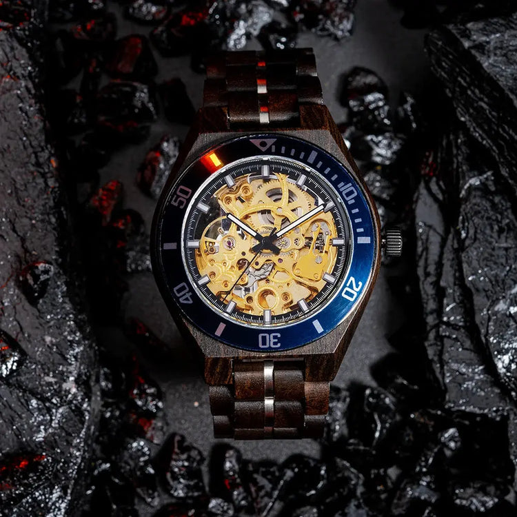Luxury Wooden Mechanical Watches for Men – Premium Automatic Timepiece with Oversized Dial - Inspirational Watches