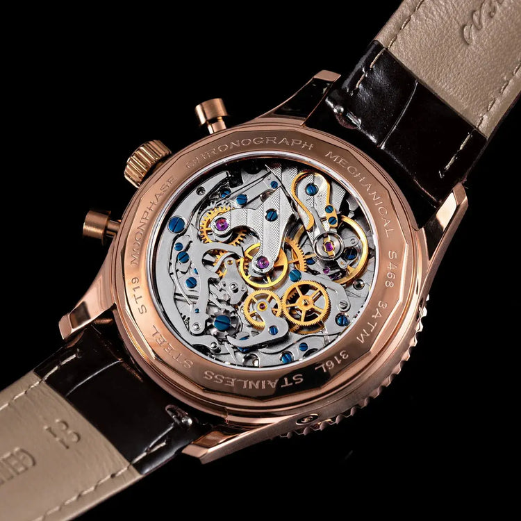 Moon phase Pilot Chronograph Mechanical Tianjin ST1908 Movement Inspirational Watches