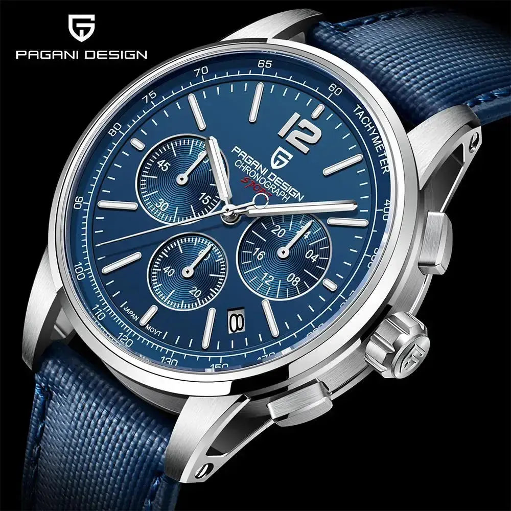 Chronograph Japan Vk63 Sport Quartz Wristwatch Sapphire Date 100m Waterproof - Inspirational Watches