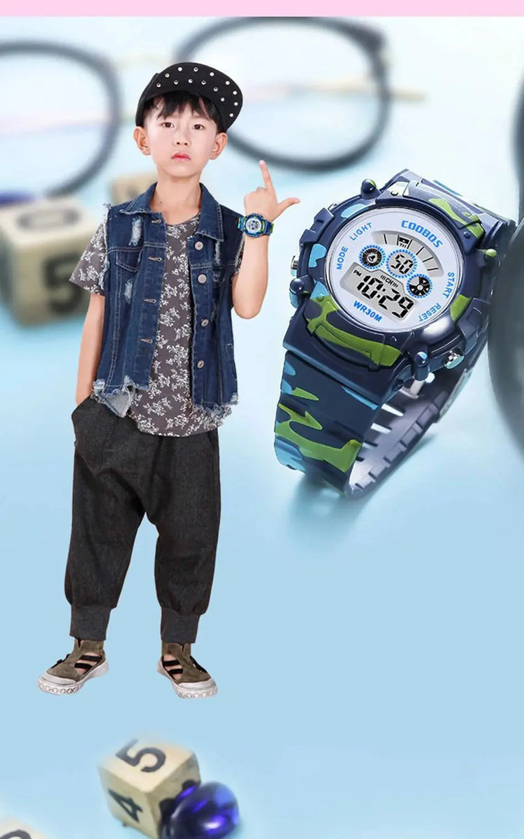 Waterproof Luminous Sport LED Digital Watches for Kids Inspirational Watches