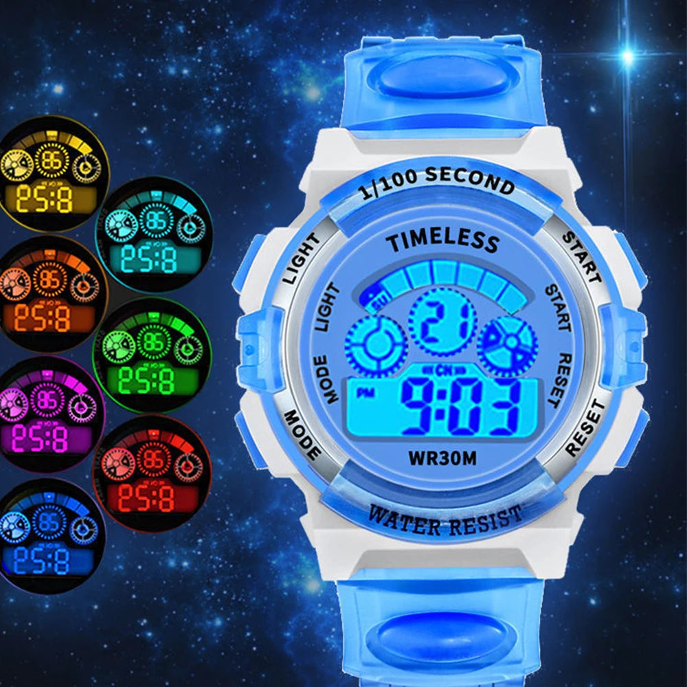 Multifunctional Kids Electronic Watch Color Luminous Dial Life Waterproof Inspirational Watches