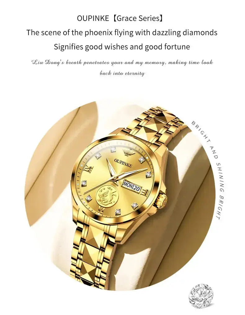 Gold Phoenix Women Luxury Swiss Certified Automatic Mechanical Watch - Inspirational Watches