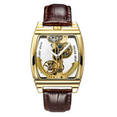 Transparent Automatic Mechanical Watch Men Steampunk Skeleton Luxury Gear Self Winding Leather Mens Clock Watches Montre Homme Inspirational Watches
