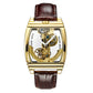Transparent Automatic Mechanical Watch Men Steampunk Bridge Skeleton Luxury Gear Self Winding Inspirational Watches