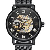 Mechanical Hand Wind Watch for Men Top Brand Luxury Fashion Skeleton Mesh Strap Wristwatch Male Clock Montre Homme Drop Shipping Inspirational Watches