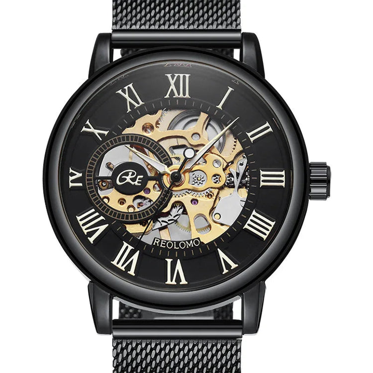 Mechanical Hand Wind Watch for Men Top Brand Luxury Fashion Skeleton Mesh Strap Wristwatch Male Clock Montre Homme Drop Shipping Inspirational Watches