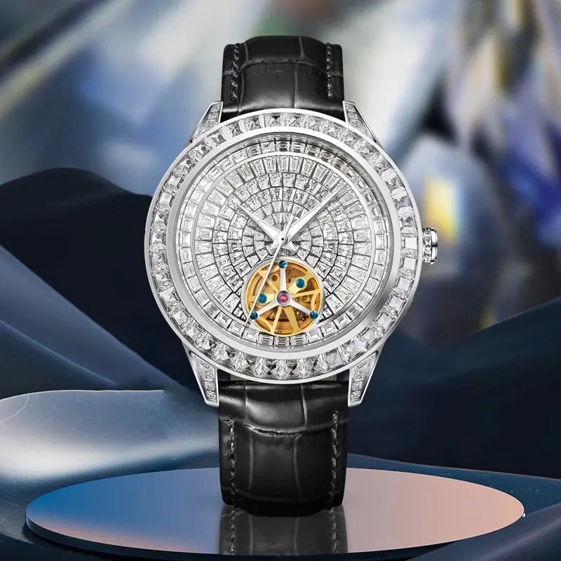 Diamonds Face Tourbillon Mechanical Luminous Waterproof Mechanical Inspirational Watches