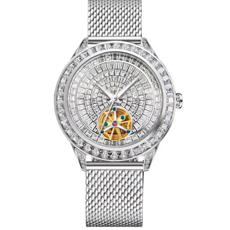 Diamonds Face Tourbillon Mechanical Luminous Waterproof Mechanical Inspirational Watches