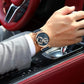 POEDAGAR Fashion Man Clock Dual Time Zone Display Waterproof Date Men Watch Sports Mesh Stainless Steel Men&