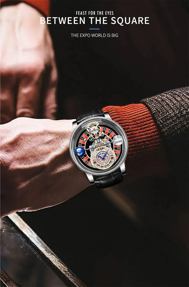 Relogio PINDU Fixed Roulette Watch Latest Design Quartz Watch Men Waterproof Leather Man Wristwatch Upgraded Version Inspirational Watches