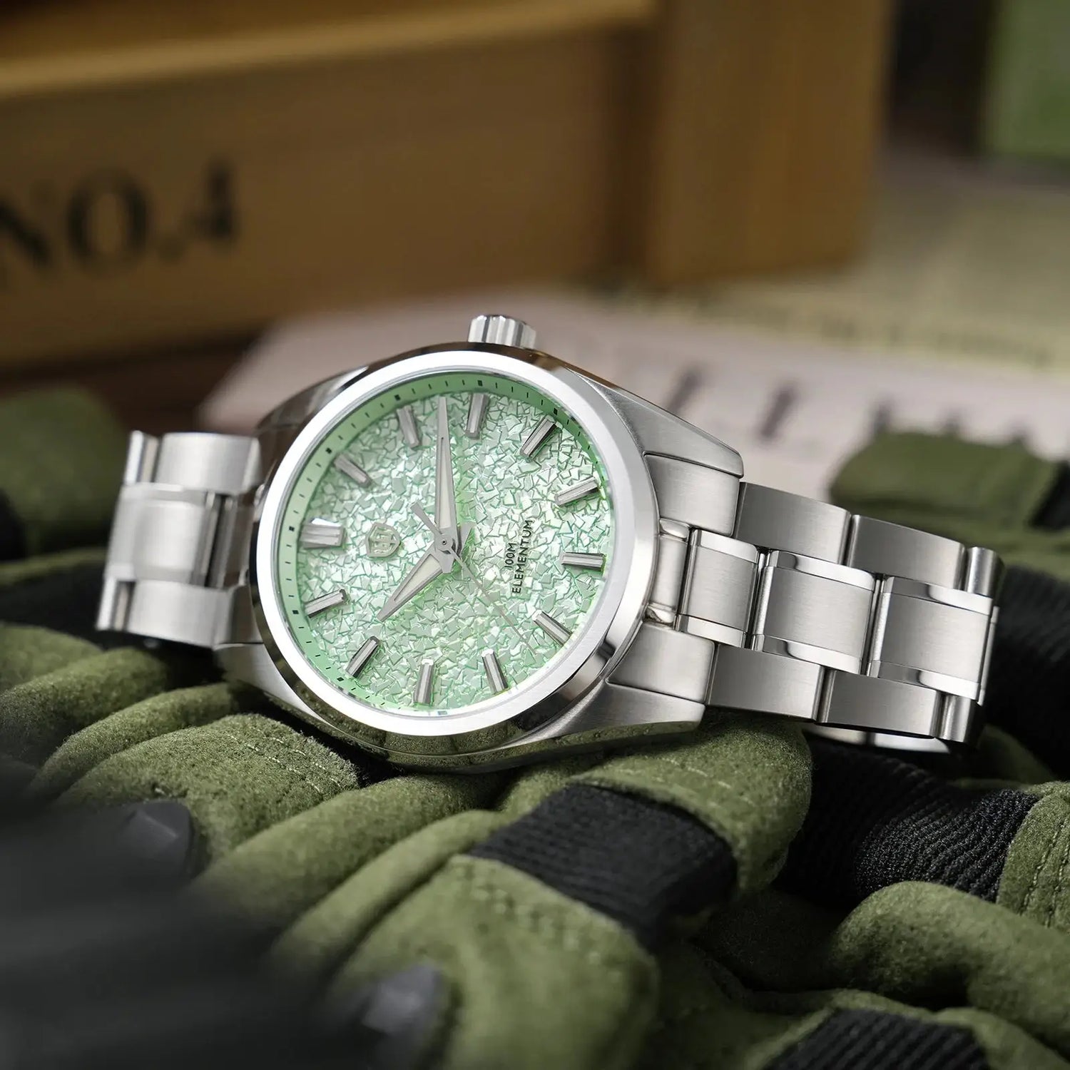 Watchdives WD0003C Quartz Watch VH31 Sweep Seconds Movement 38mm ice Crack Dial Sapphire Luminous 100m Waterproof Men Wristwatch Inspirational Watches