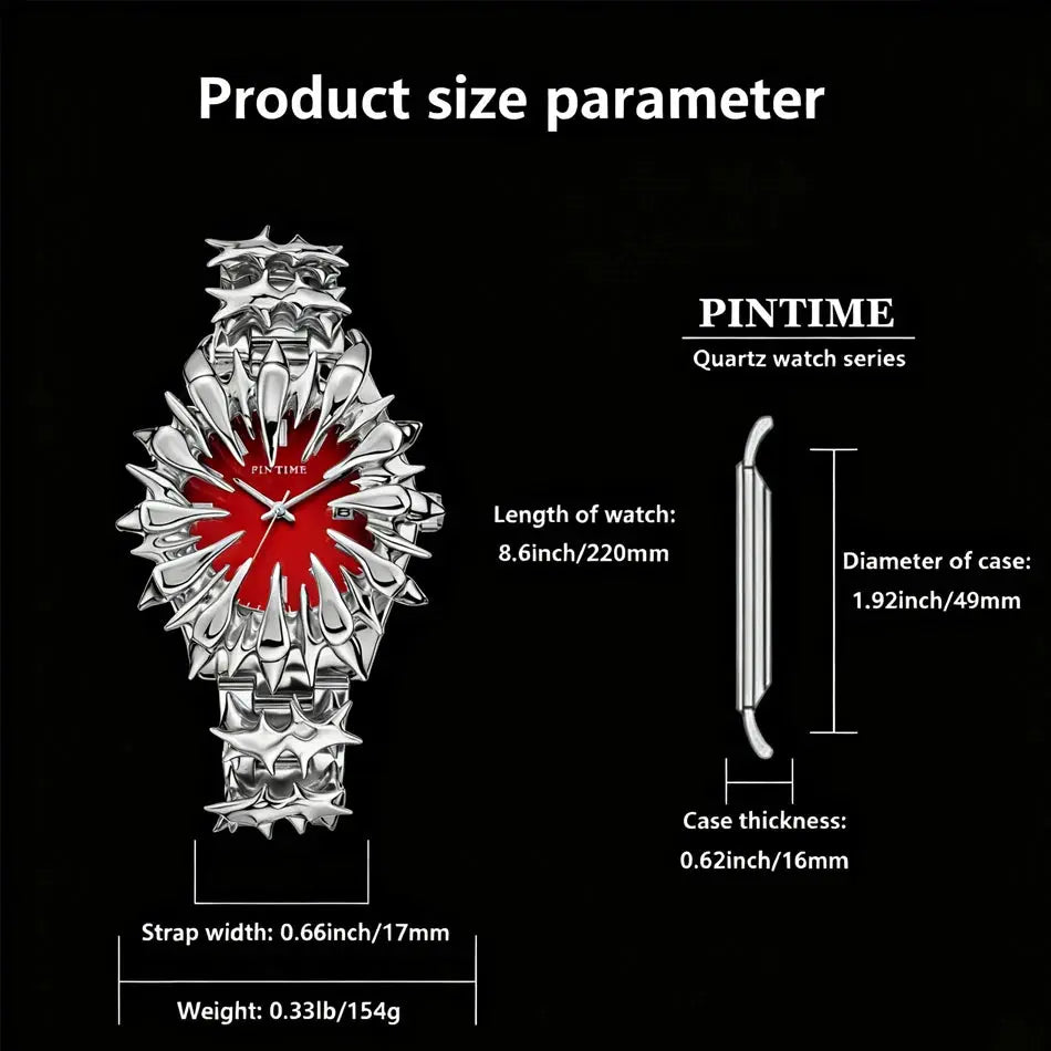 Special-shaped lightning dragon scale spike soldering watch design heavy industry trend Y2K Watches Quirky Quartz Wristwatches Inspirational Watches