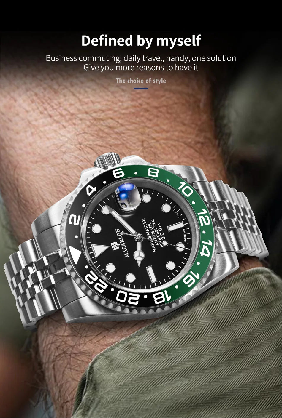 MACARLON Design 2026 New NH35 Mechanical Watch Men 41mm Sapphire Glass Luminous Stainless Steel 300M Waterproof Automatic Watch Inspirational Watches