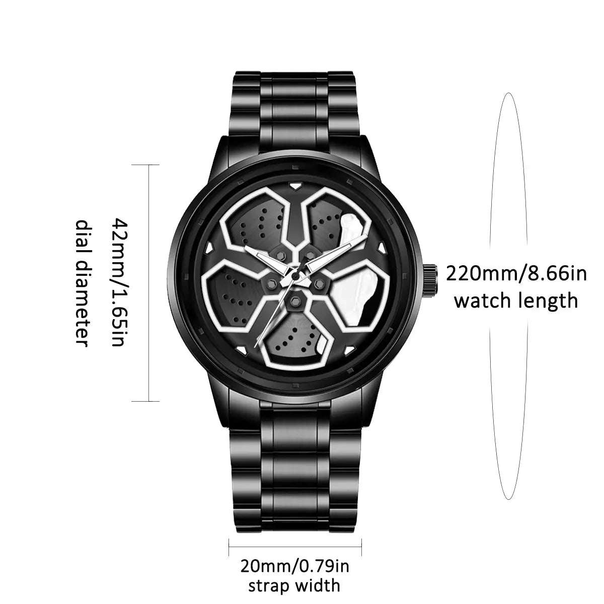 Original Wheel Rotating Black Fashion watches Inspirational Watches