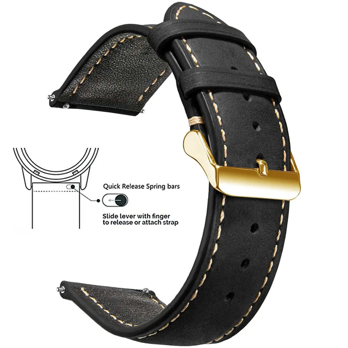 Vintage Quick-Release Genuine Leather Watch Strap