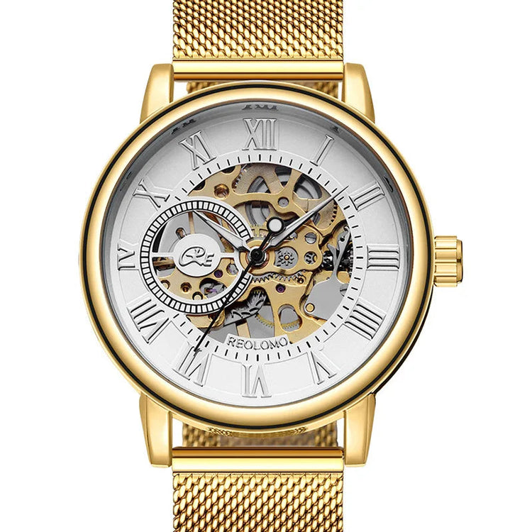 Mechanical Hand Wind Watch for Men Top Brand Luxury Fashion Skeleton Mesh Strap Wristwatch Male Clock Montre Homme Drop Shipping Inspirational Watches