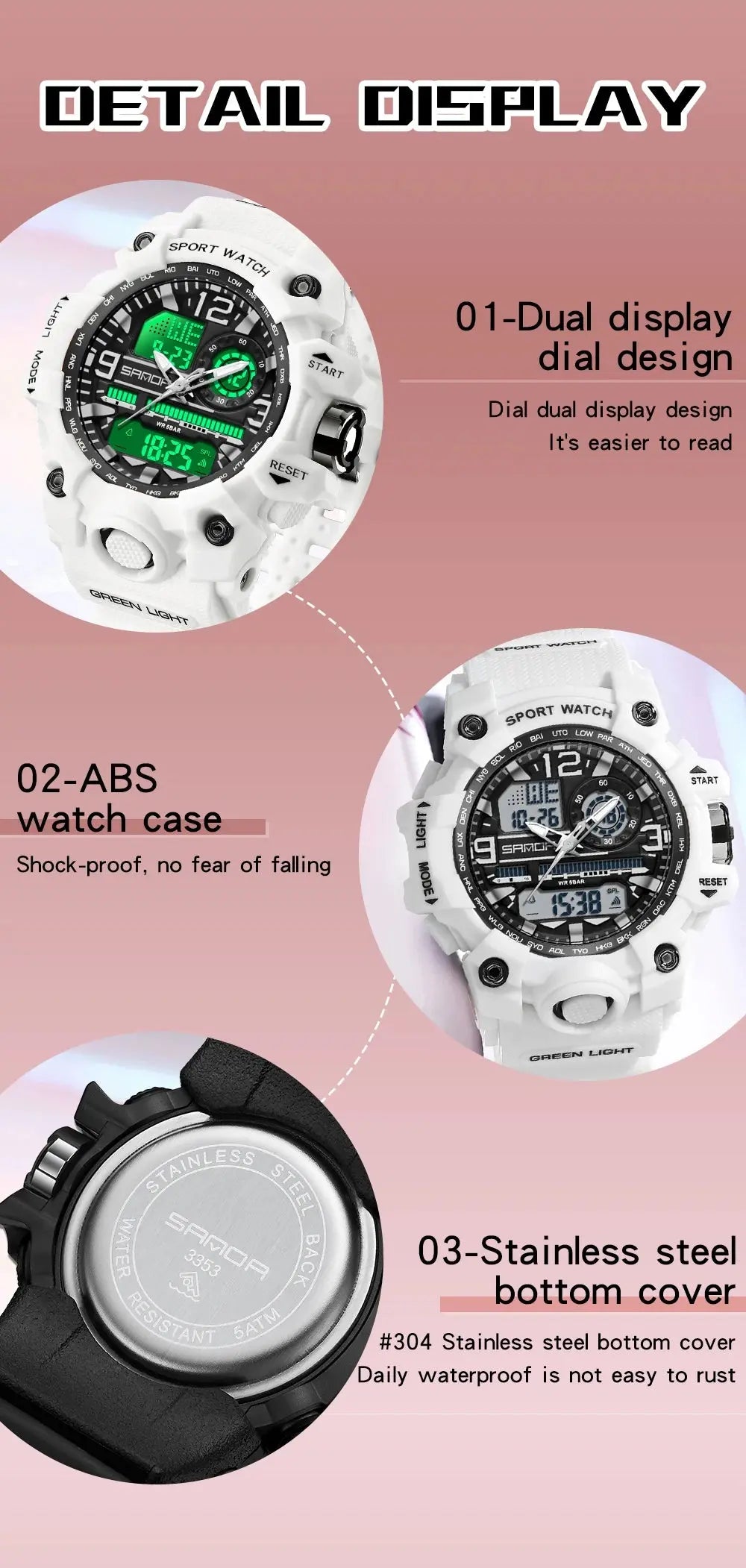 LED Digital Sport Watch Waterproof Inspirational Watches
