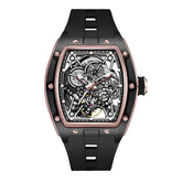 Mechanical Watch for Men Fashion Sport Analog Automatic Wristwatch Skeleton Stainless 50M Waterproof Watches with Tonneau Dial Inspirational Watches