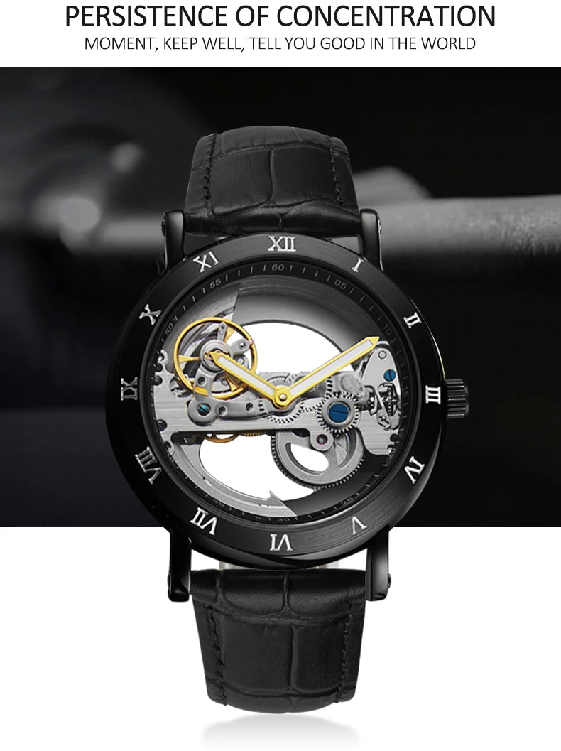 Mechanical Wristwatches Watches for Man Watches Golden Bridge Skeleton Automatic Mechanical Mens Watch reloj hombre montre homme Inspirational Watches