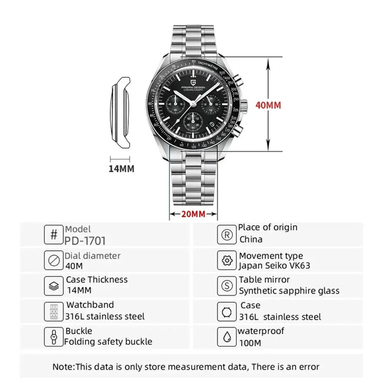 Luxury Business Mens Watches Chronograph AR Sapphire Mirror Waterproof - Inspirational Watches
