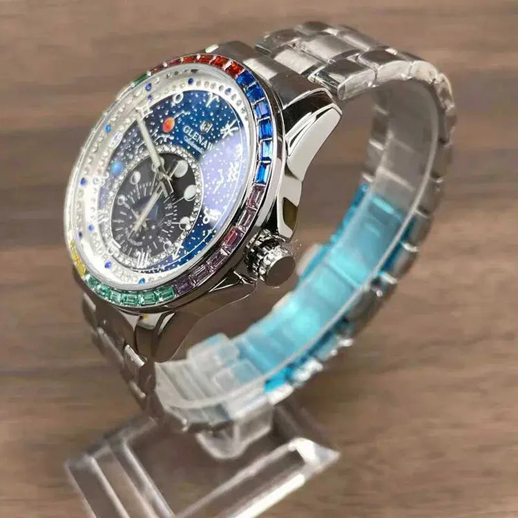 Original Design Diamond Constellation Rotating Dial Automatic Mechanical Inspirational Watches