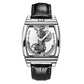 Top Brand Luxury Automatic Mechanical Transparent Skeleton Bridge Watch Leather Belt Inspirational Watches