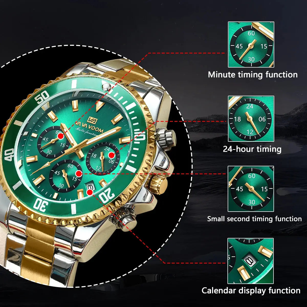 Multifunctional luxury business style Watch