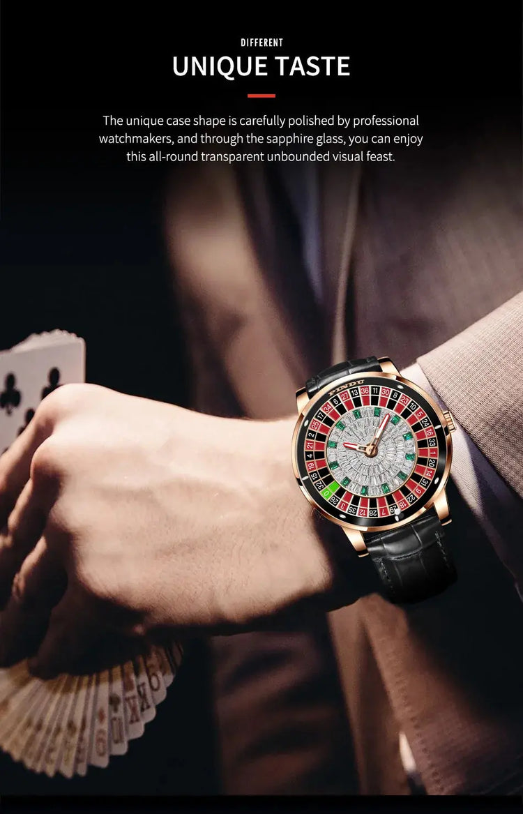 Design Automatic Mechanical Watch Movement Rotating Dial Roulette Watch - Inspirational Watches