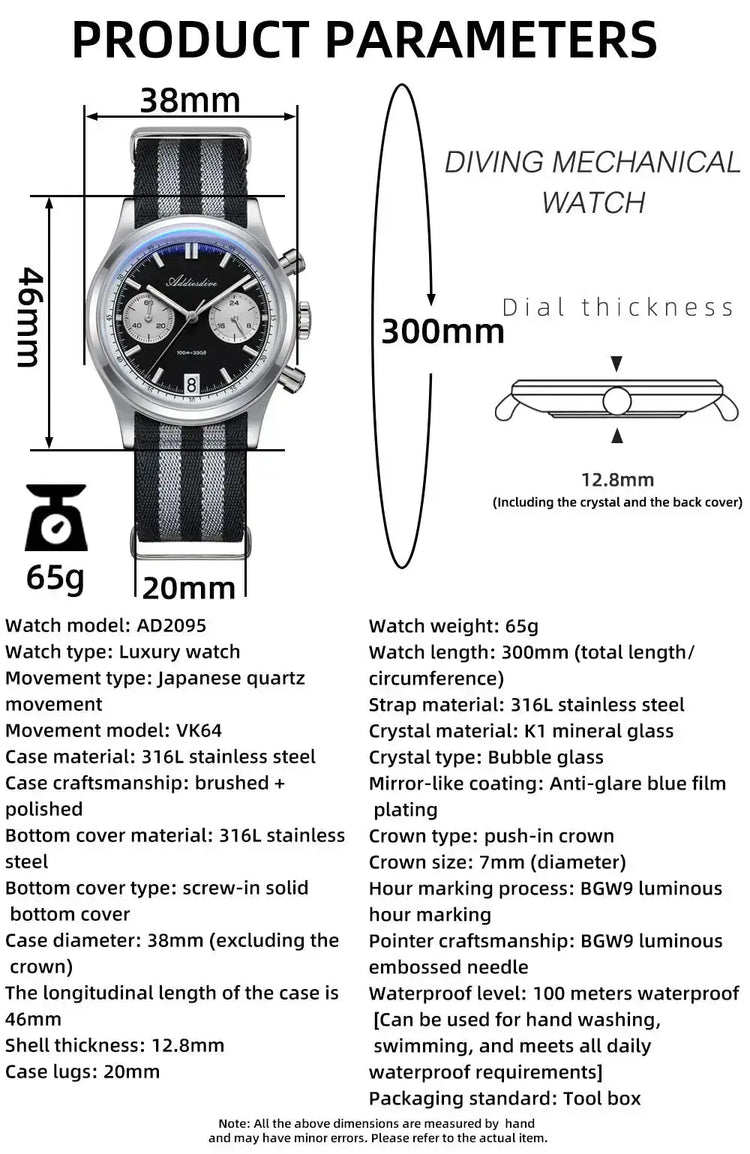 Multifunction Chronograph Luxury Watch For Men 100M Waterproof Inspirational Watches
