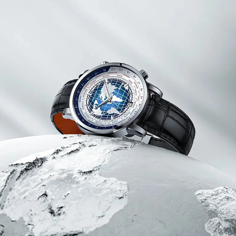 World Time Luxury Business Formal Automatic Mechanical Inspirational Watches