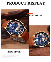 2PCS Set Fashion Calendar Watches Male Business Casual Brown Leather - Inspirational Watches