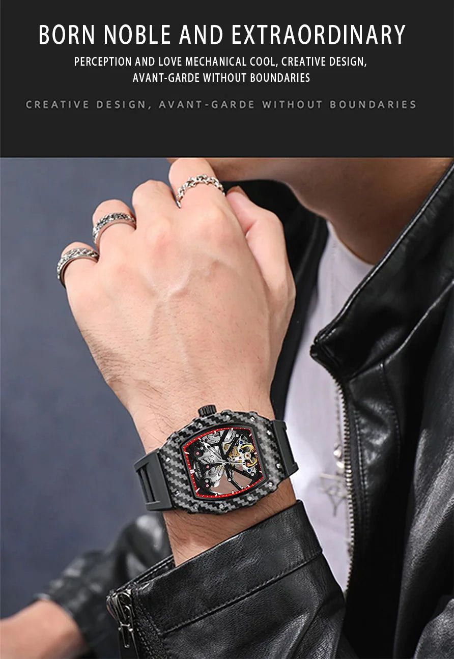 Fully automatic skeleton mechanical watch, fashionable personality, luxury hot men&