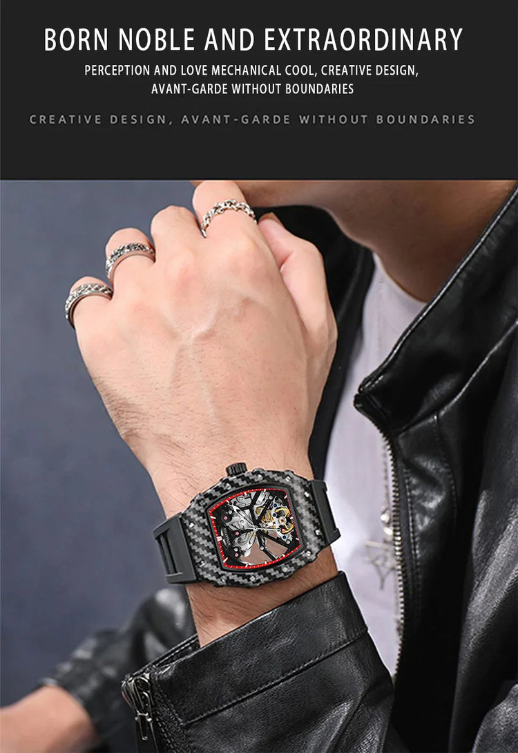 Fully automatic skeleton mechanical watch, fashionable personality, luxury hot men&