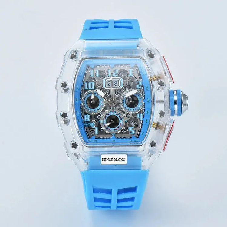 six-pin multi-functional running second engraving hollow quartz watch - Inspirational Watches