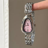 Brand Snake Head Dial Women Watch Luxury Ladies Quartz Watches Droplet Shaped Roman Numeral Steel Strap Wristwatches Gift Clock Inspirational Watches
