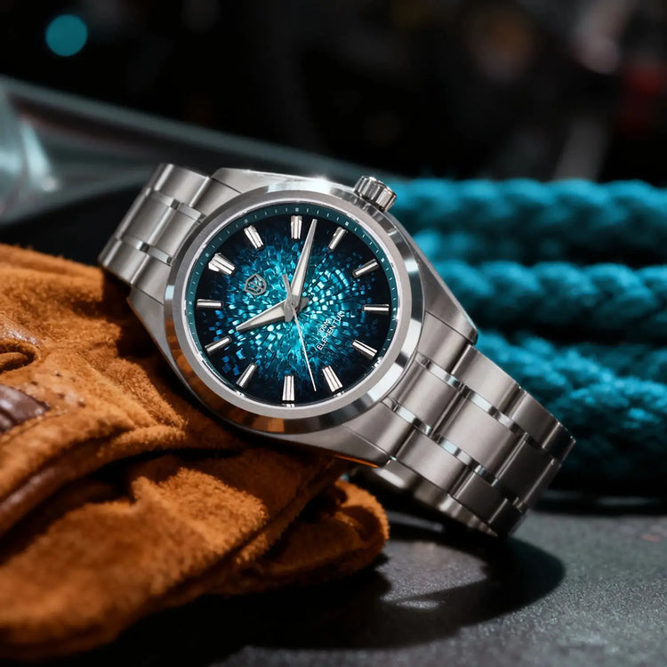 Watchdives WD0003C Quartz Watch VH31 Sweep Seconds Movement 38mm ice Crack Dial Sapphire Luminous 100m Waterproof Men Wristwatch Inspirational Watches