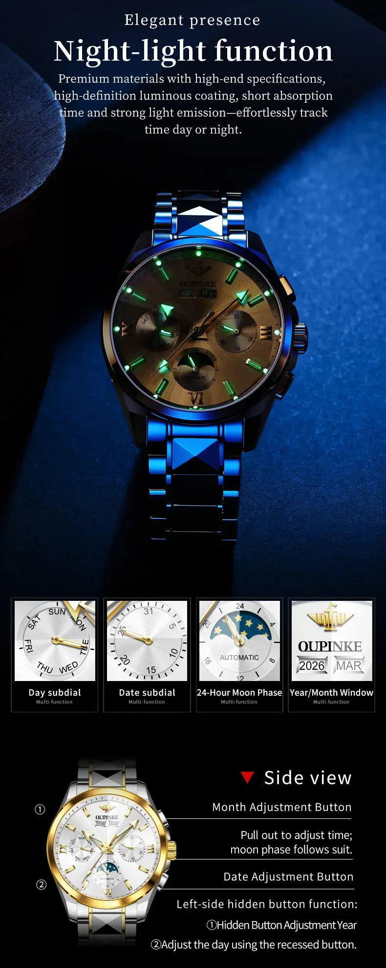 Luxury Business Moon Phase Watch - Inspirational Watches