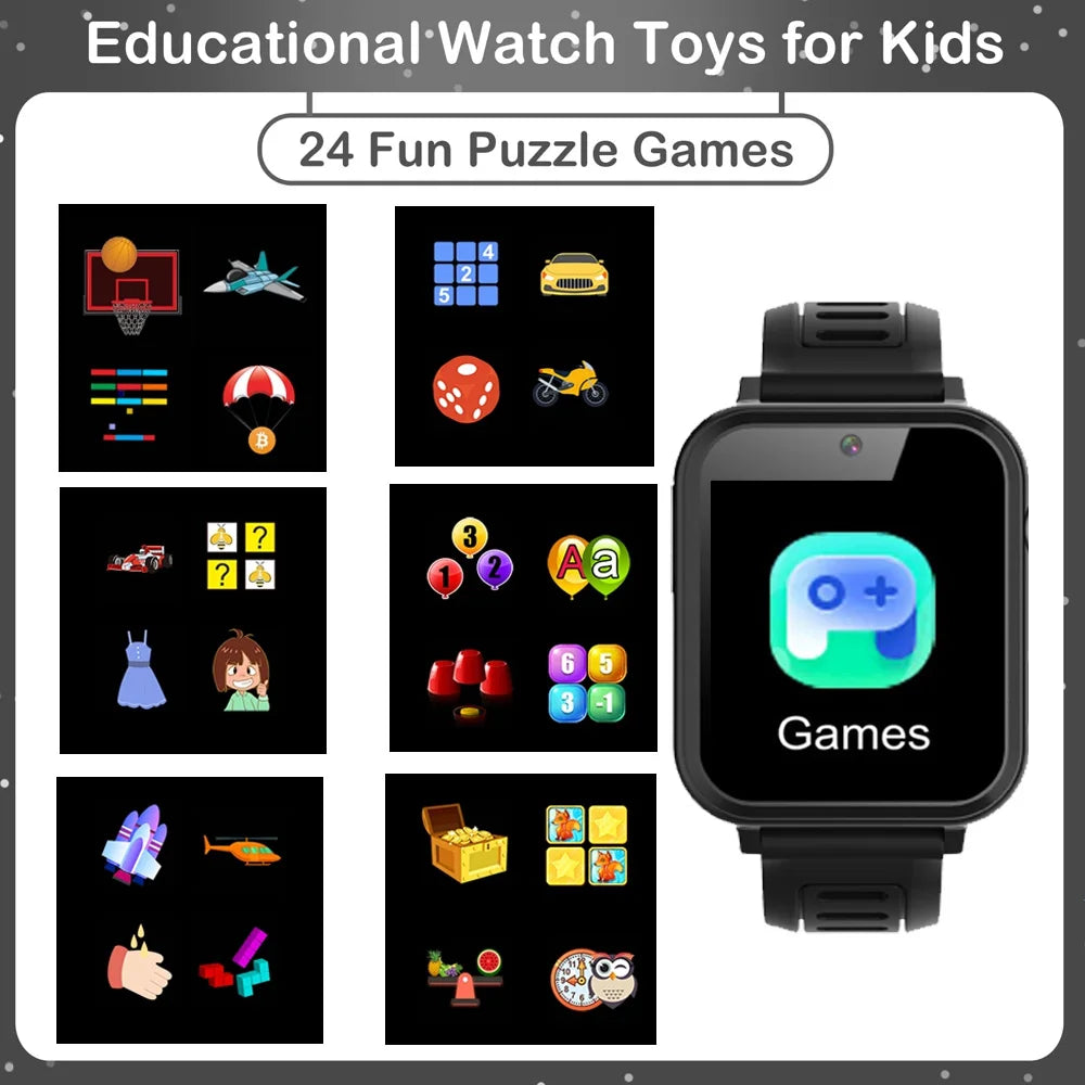 24 Games Kids Music Play Pedometer Tracker Time Display Video Audio Record Torch Smartwatch Inspirational Watches